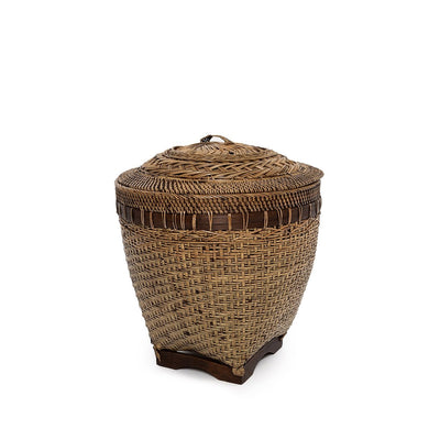 Rattan storage basket, round - Natural brown