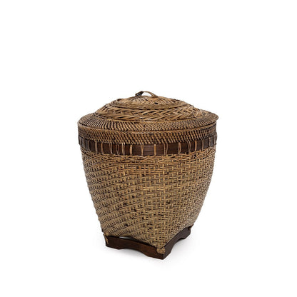Rattan storage basket, round - Natural brown