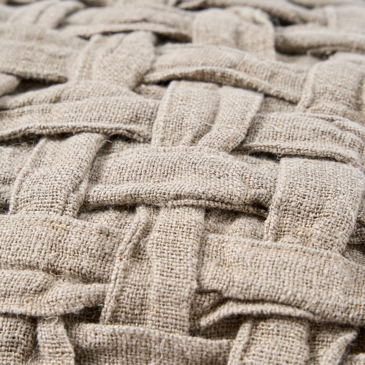Linen cushion cover with cross-weave, natural - 50×50cm