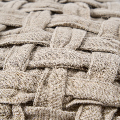 Linen cushion cover with cross-weave, natural - 50×50cm