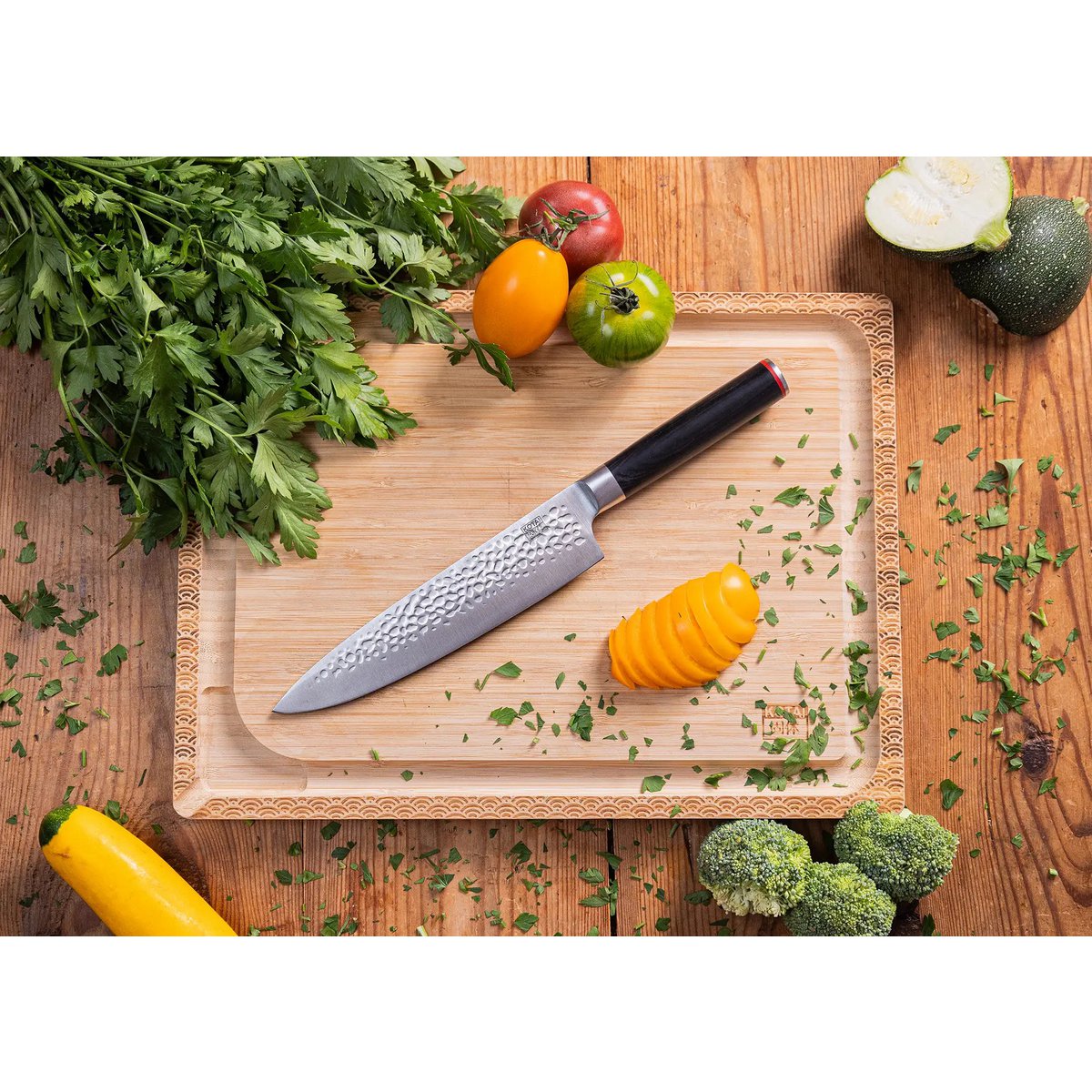 Gyuto chef knife, 200 mm - 440C steel with bamboo sheath