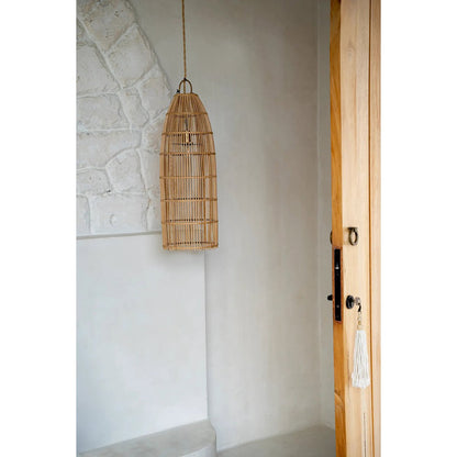 Pendellampe i rattan 62 cm – fiskeruseflet, natur