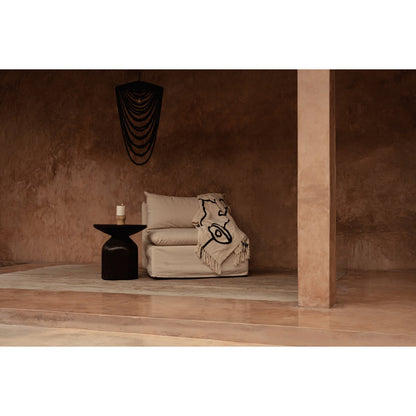 Wood side table, dark walnut, 50 cm - drum form