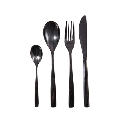 Stainless steel cutlery set, 24 pieces - shiny black