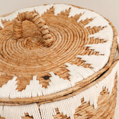 Jute laundry basket with lid EMPAT L – ø 42 × 40 cm