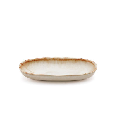 White stoneware oval plate S 16 × 7 cm - made in Portugal