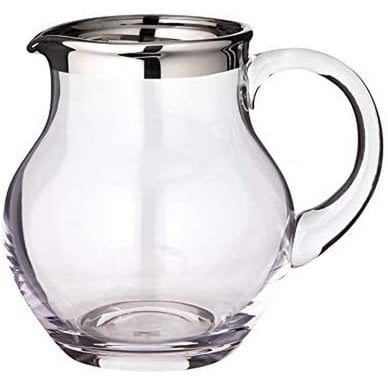 Hand-blown glass jug Olivia, 1.5L - platinum rim