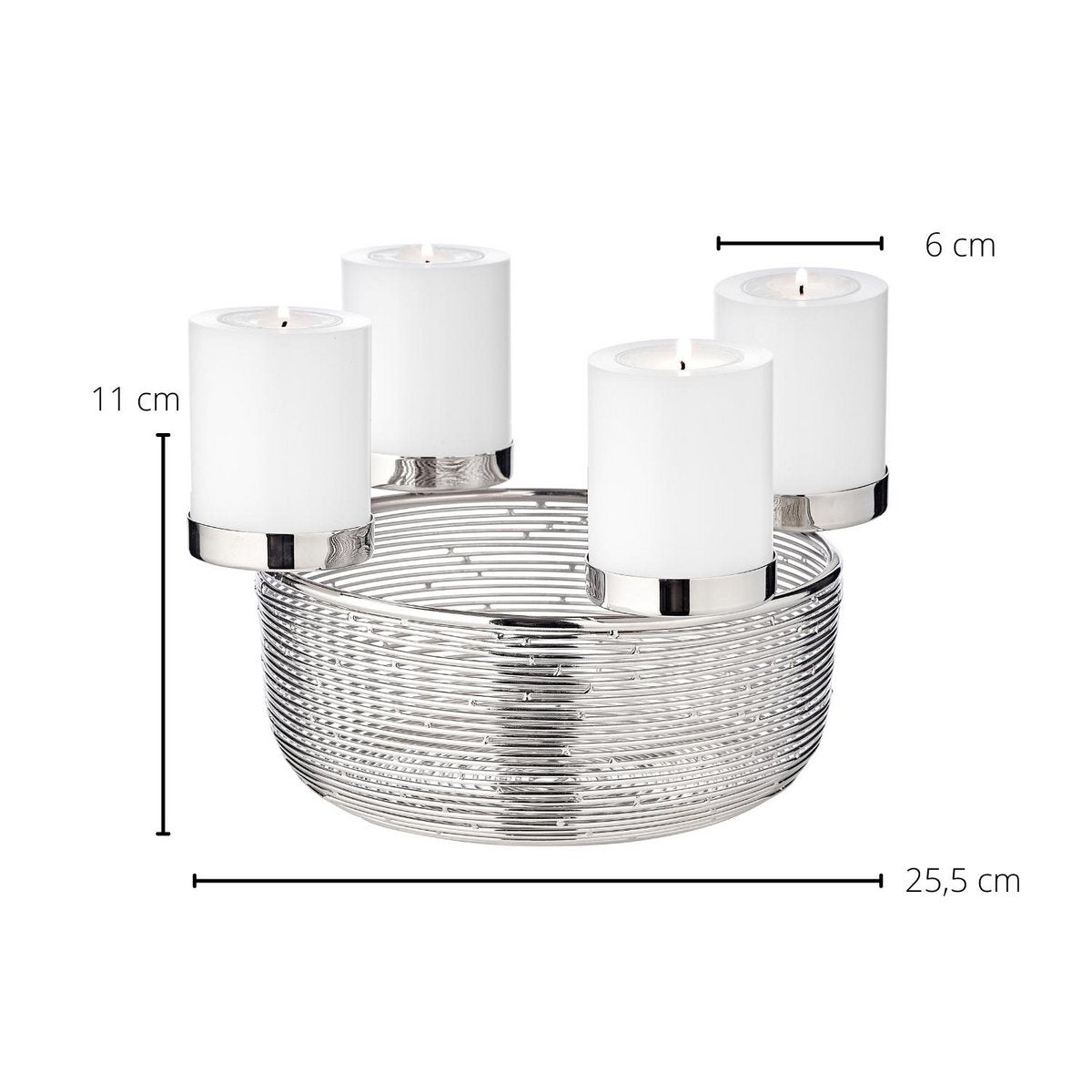 Stainless steel advent wreath Rio, 26 cm