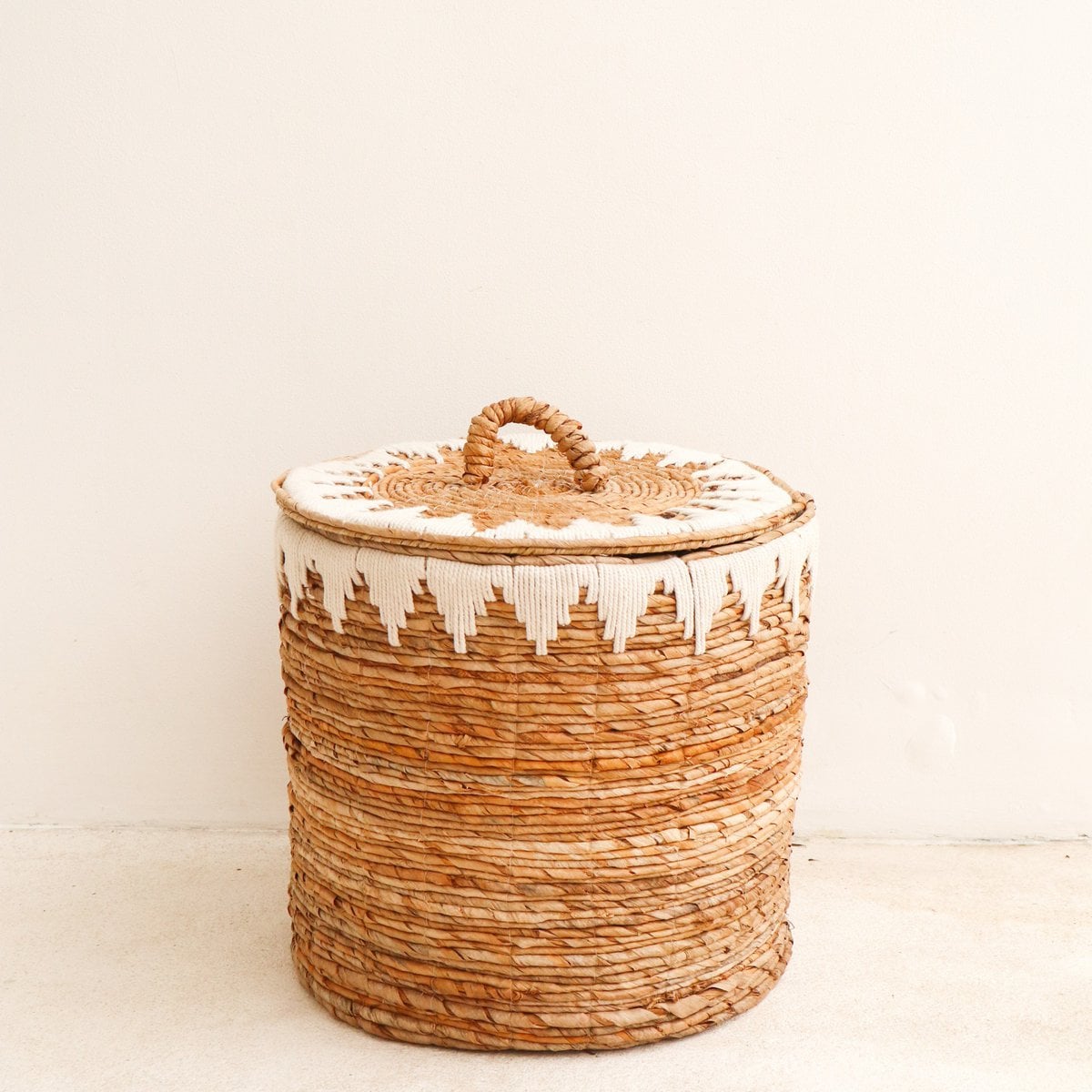 Jute laundry basket with lid EMPAT L – ø 42 × 40 cm