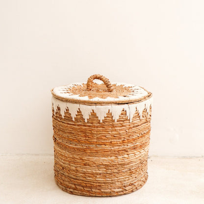 Jute laundry basket with lid EMPAT L – ø 42 × 40 cm