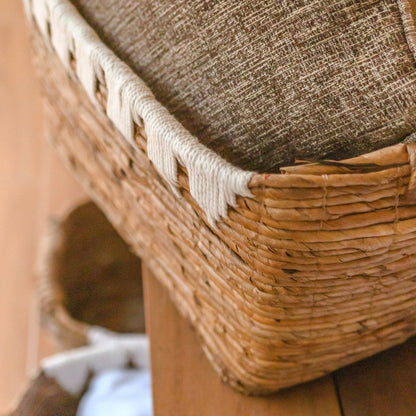 Jute & cotton storage basket 40×30×24 cm – handwoven, Indonesia