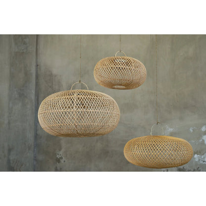 Rattan pendel 60 cm – håndvævet, beige