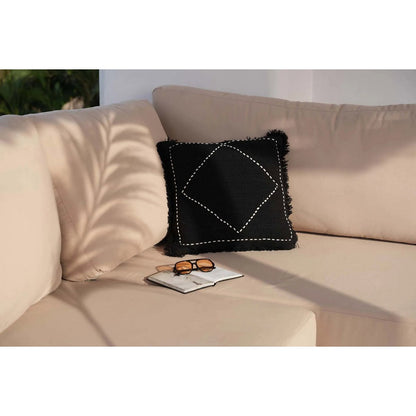 Cotton cushion cover, black and white - 50×50 cm