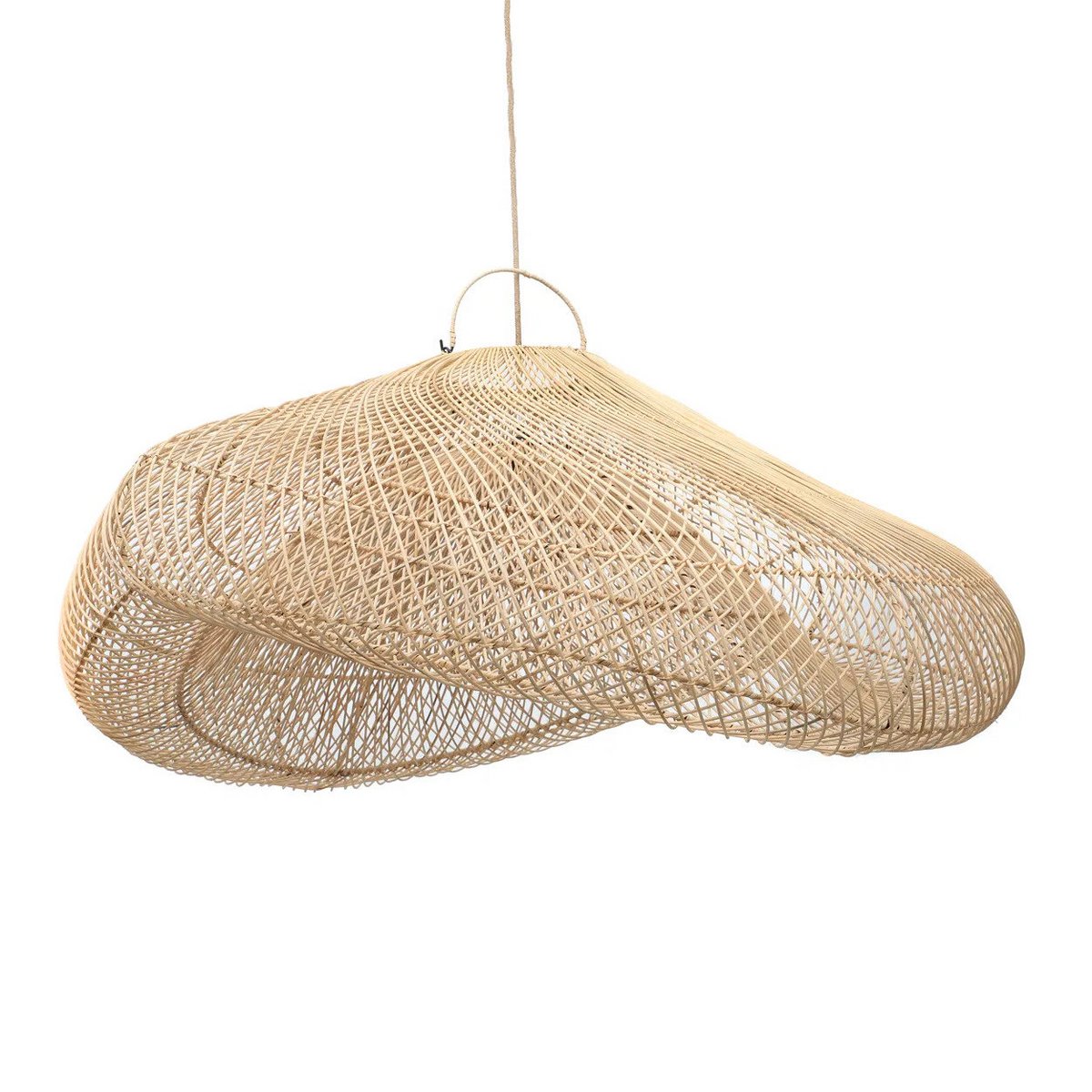 Overdimensioneret sky-pendel i rattan 127 × 62 cm – håndvævet