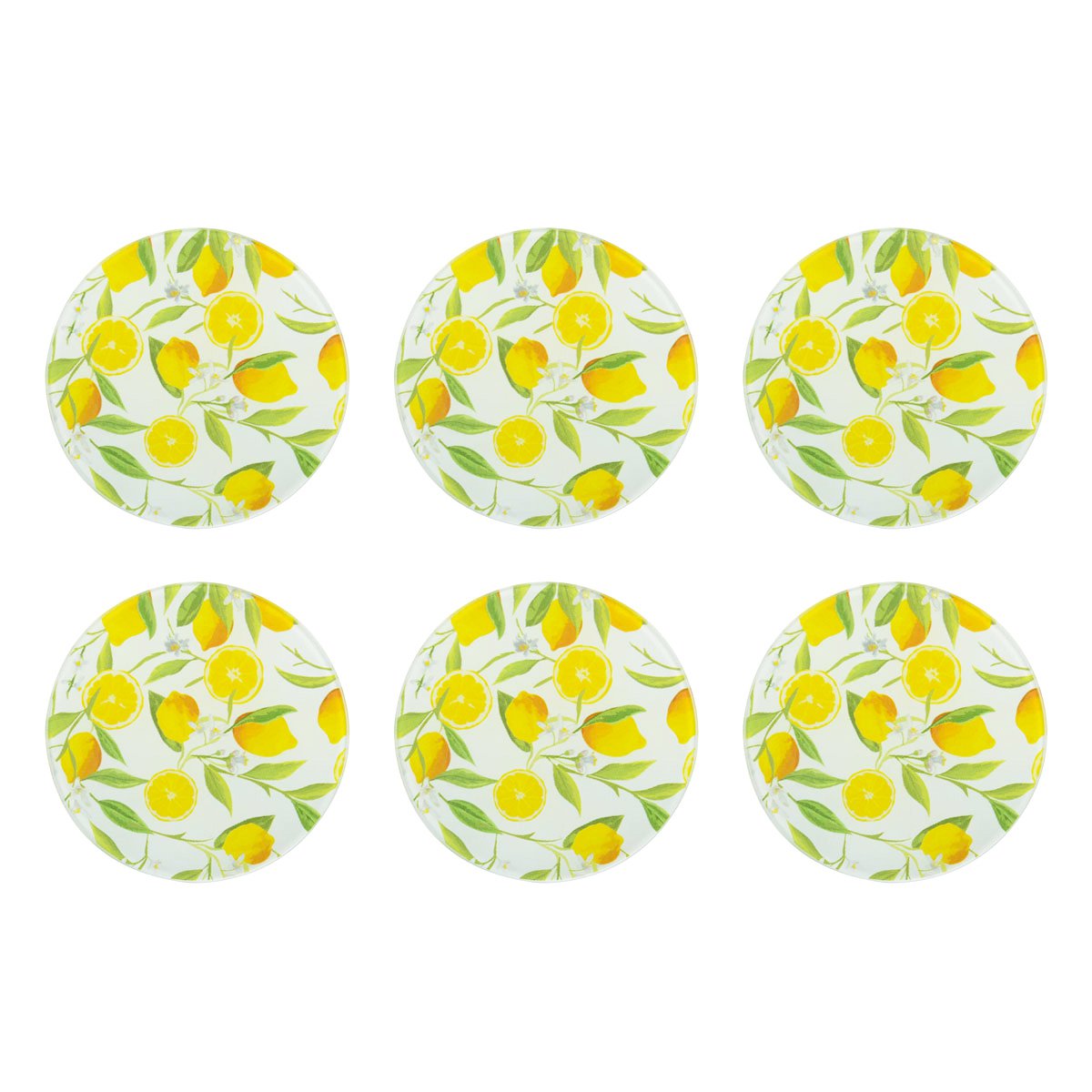 Zitronenuntersetzer aus Glas, 6er-Set — 9 cm