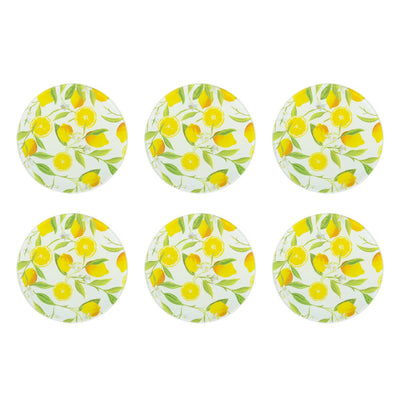 Glass lemon coasters, set of 6 — 9 cm