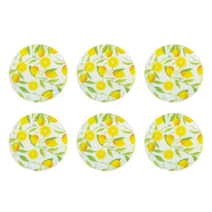 Zitronenuntersetzer aus Glas, 6er-Set — 9 cm