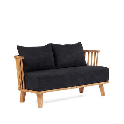 Teakholz Zweisitzer-Sofa, beige & schwarz - 140cm