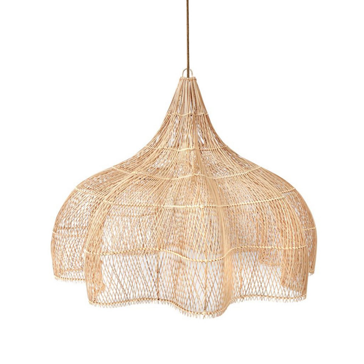 Handwoven rattan pendant shade 110 cm - natural, XL sculptural form