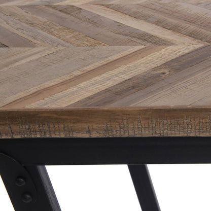 Teak console table with herringbone top - 170 cm