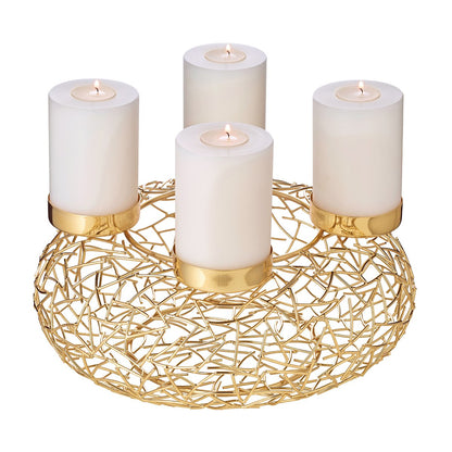 Adventskrans i metal 34 cm, guld finish - Milano