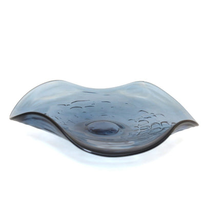 Blue glass shallow bowl 30x30cm