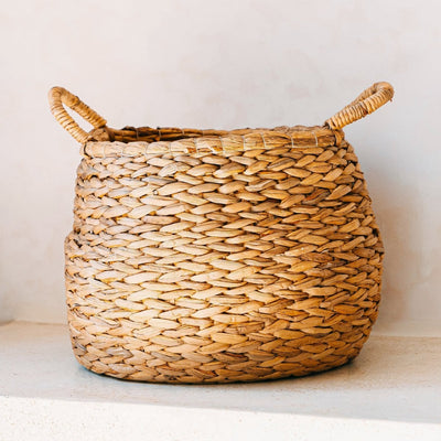 Runder Korb aus geflochtener Jute Ø 35 cm – bauchig beige, 27 cm hoch