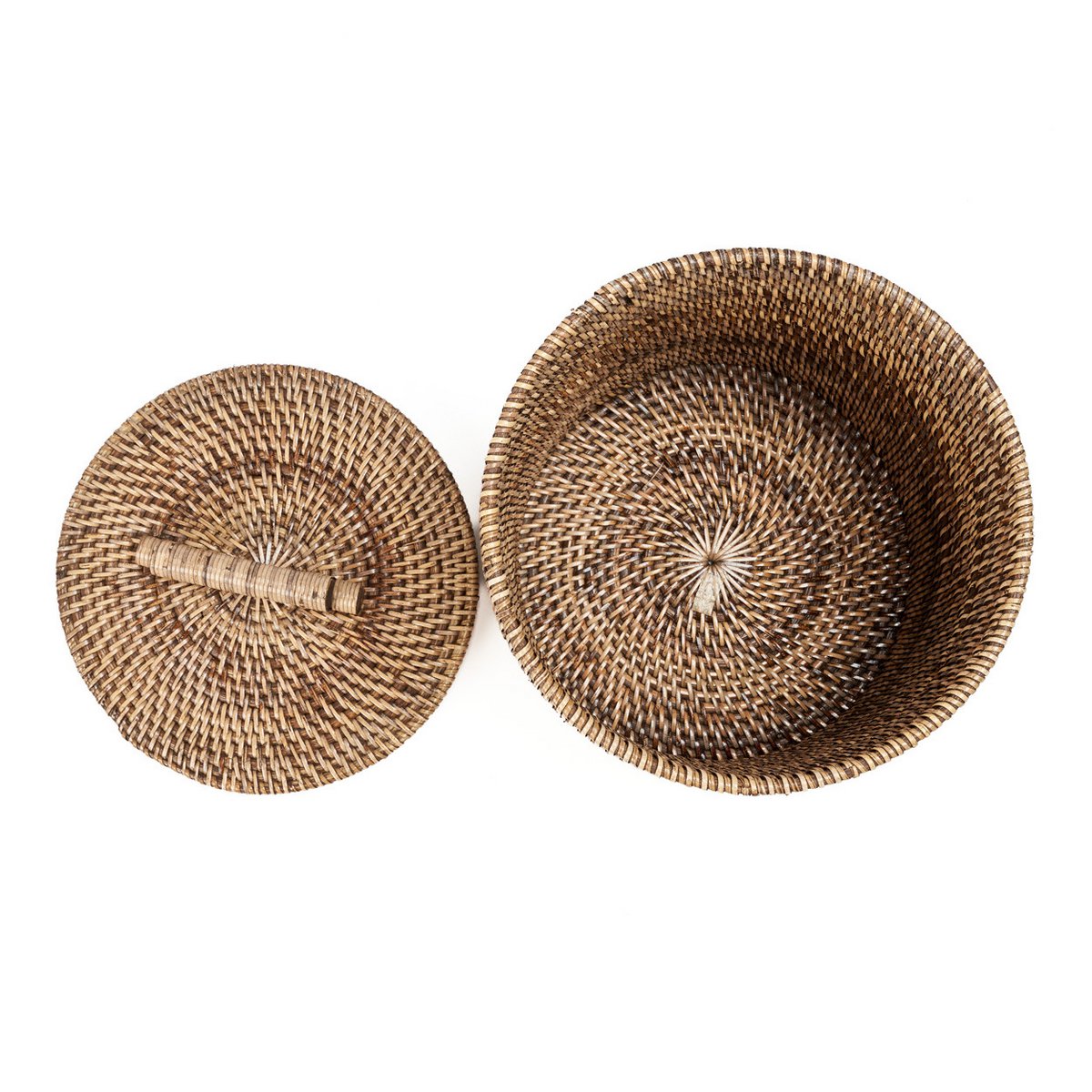 Rattan storage bin, low - Natural brown