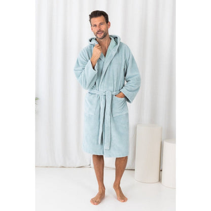 Teddy badekåbe med hætte, XXL - fleece & bomuld, havgrøn