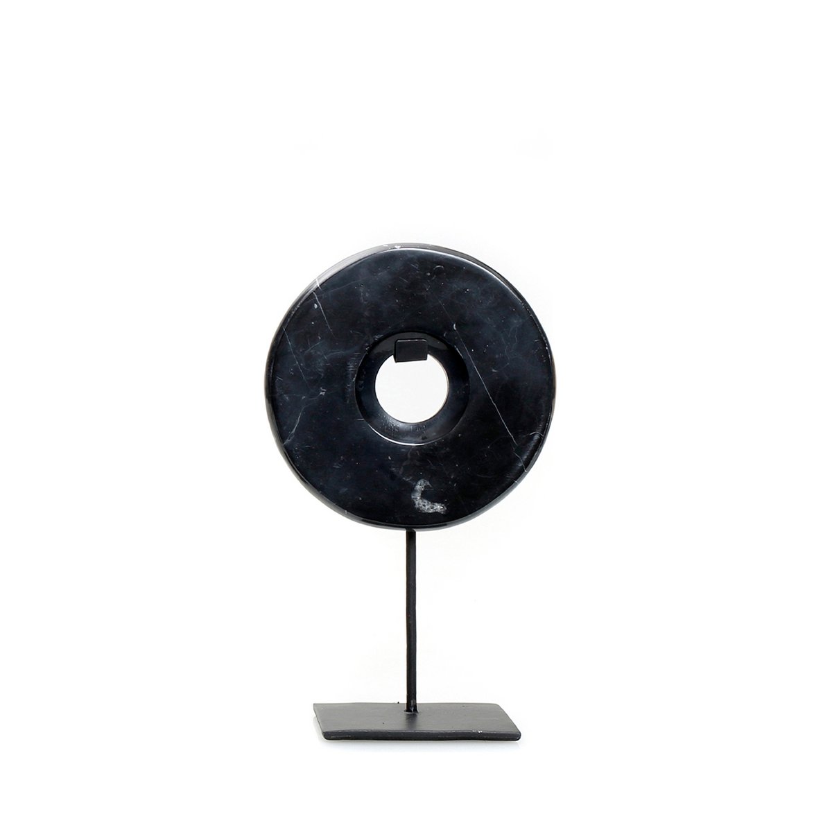 Sort marmorskive på fod – 25 cm