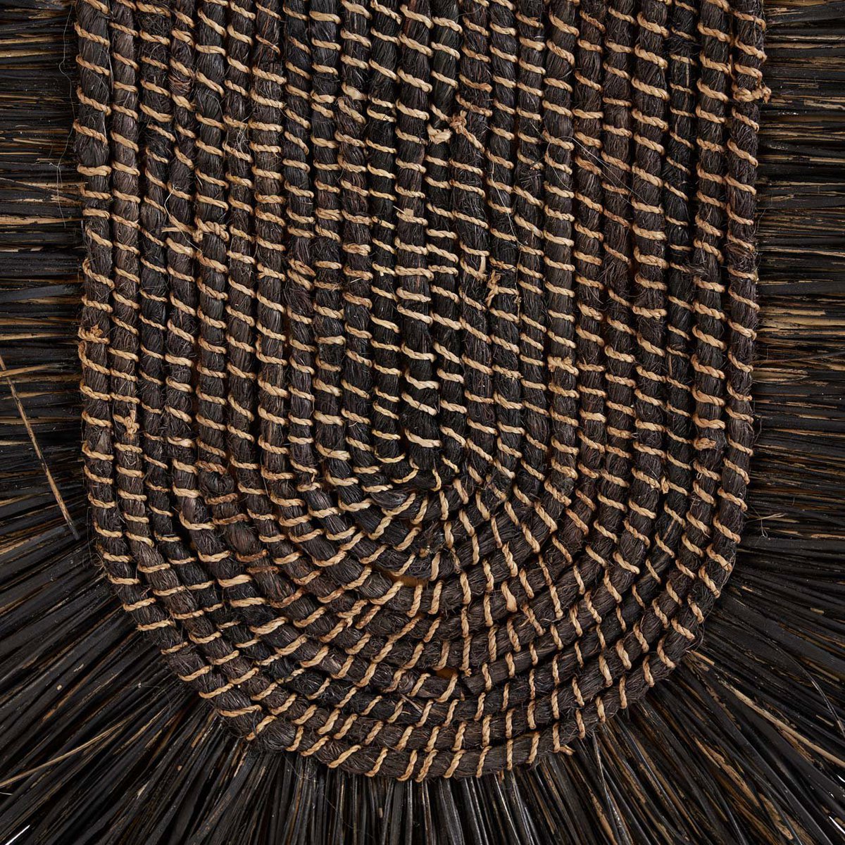 Grass wall circle, woven, 74 cm, black - handmade