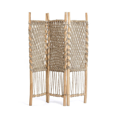 Teak and seagrass room divider - natural