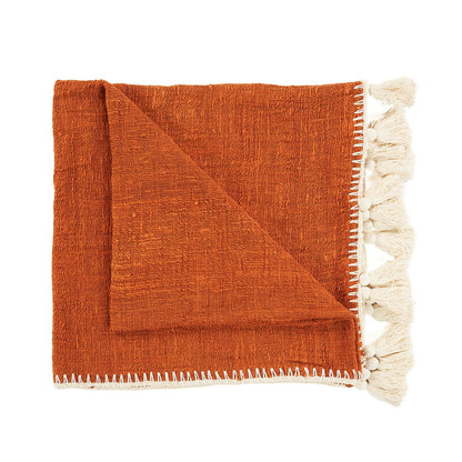 Cotton bed throw, terracotta - 246×126 cm
