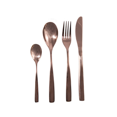 Stainless steel cutlery set, 24 piece - brilliant copper