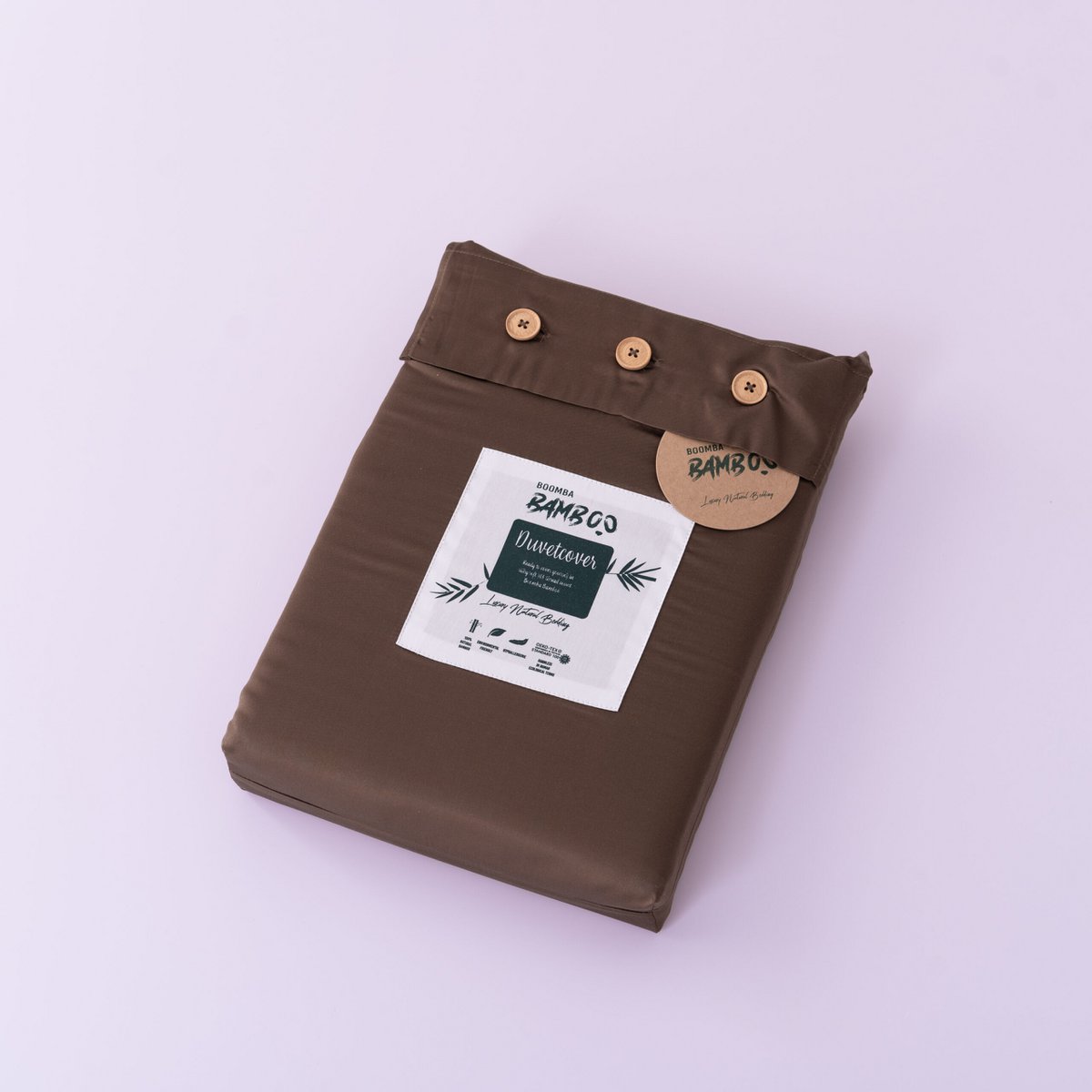 Bamboo duvet cover, 140×200 cm, coffee brown - tuck-in