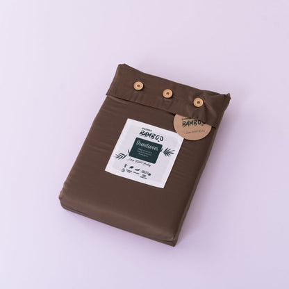 Bamboo duvet cover, 140×200 cm, coffee brown - tuck-in