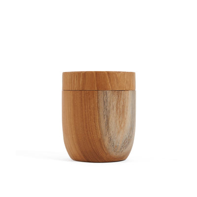 Teak wood jar with lid, natural - small storage