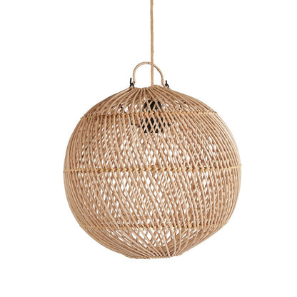 Håndvævet pendellampe i rattan, kugleformet, 30 cm - natur, lille