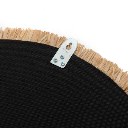 Rundt vægspejl i raffia, 60 cm - naturpalmevæv