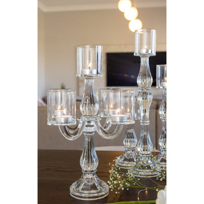 Glas-Kronleuchter, 5-flammig, transparent - H35cm