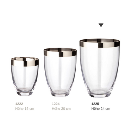 Hand-blown glass vase Charlotte, 24cm - platinum rim