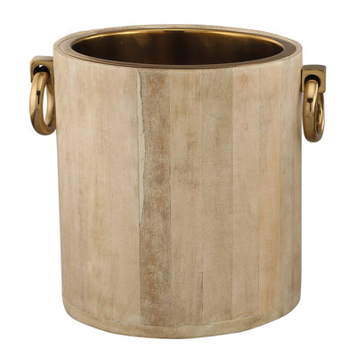 Sektkühler aus gold-weißem Metall 25×30×28 cm