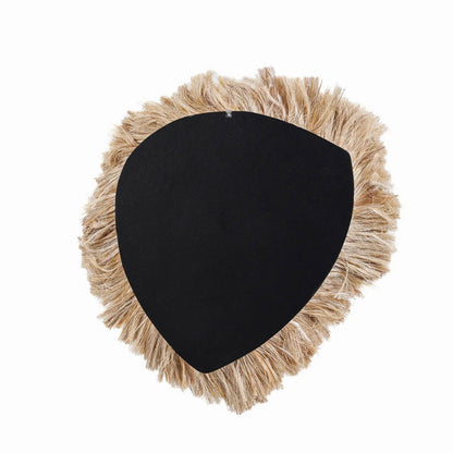 Grass-framed wall mirror, beige - large, 80 cm