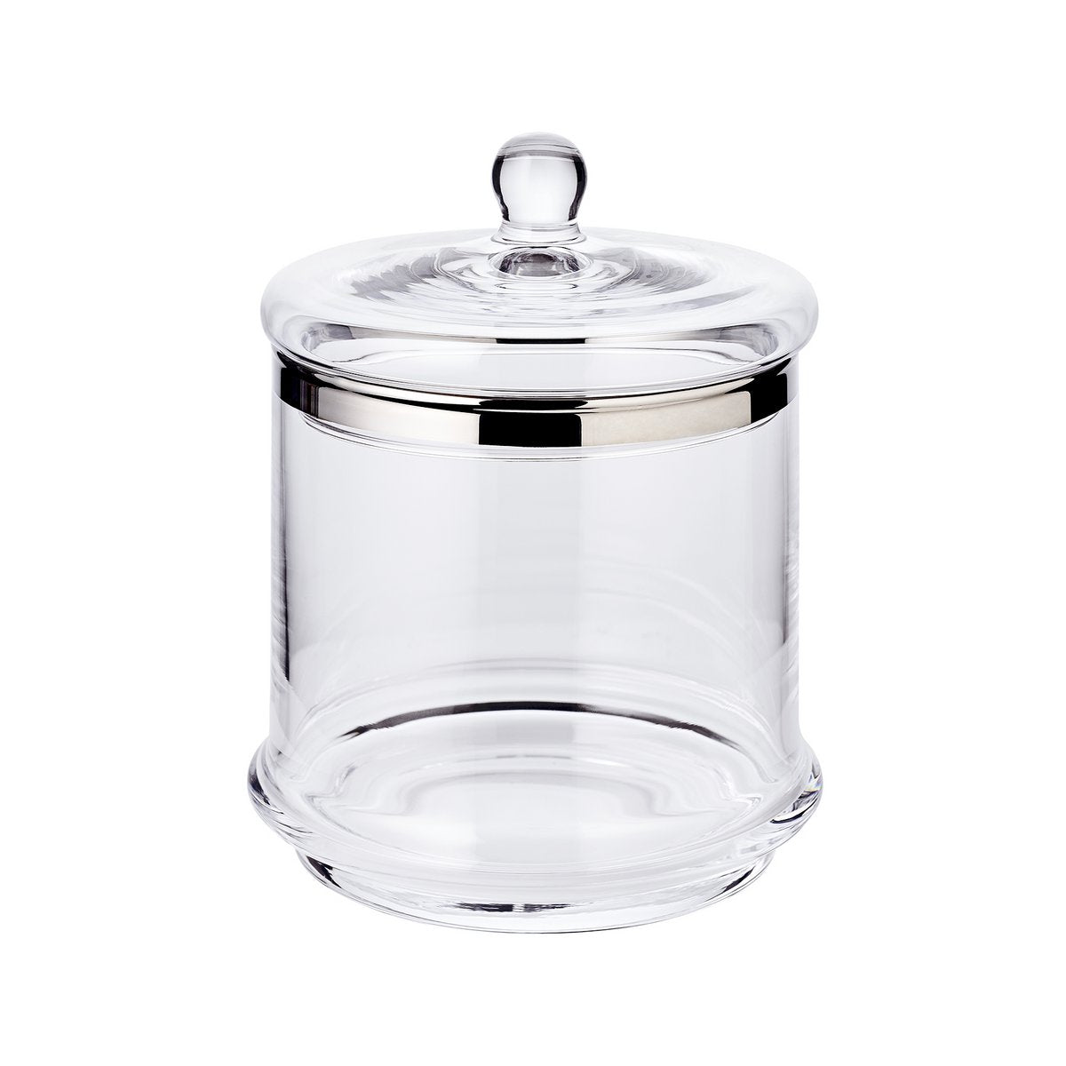 Hand-blown glass jar Lia, 29cm with lid - platinum rim