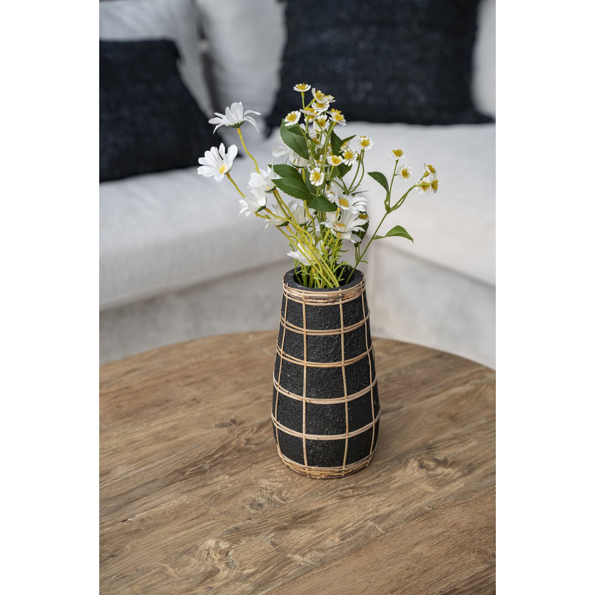 Sød terracotta-vase, sort naturlig, stor