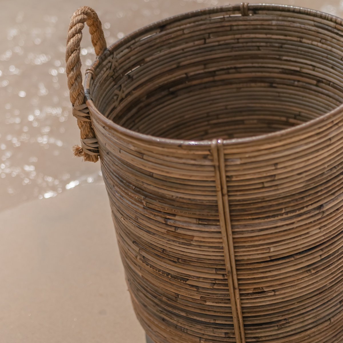 Rattan kurv Otere L – håndvævet på Java, Ø 40 cm