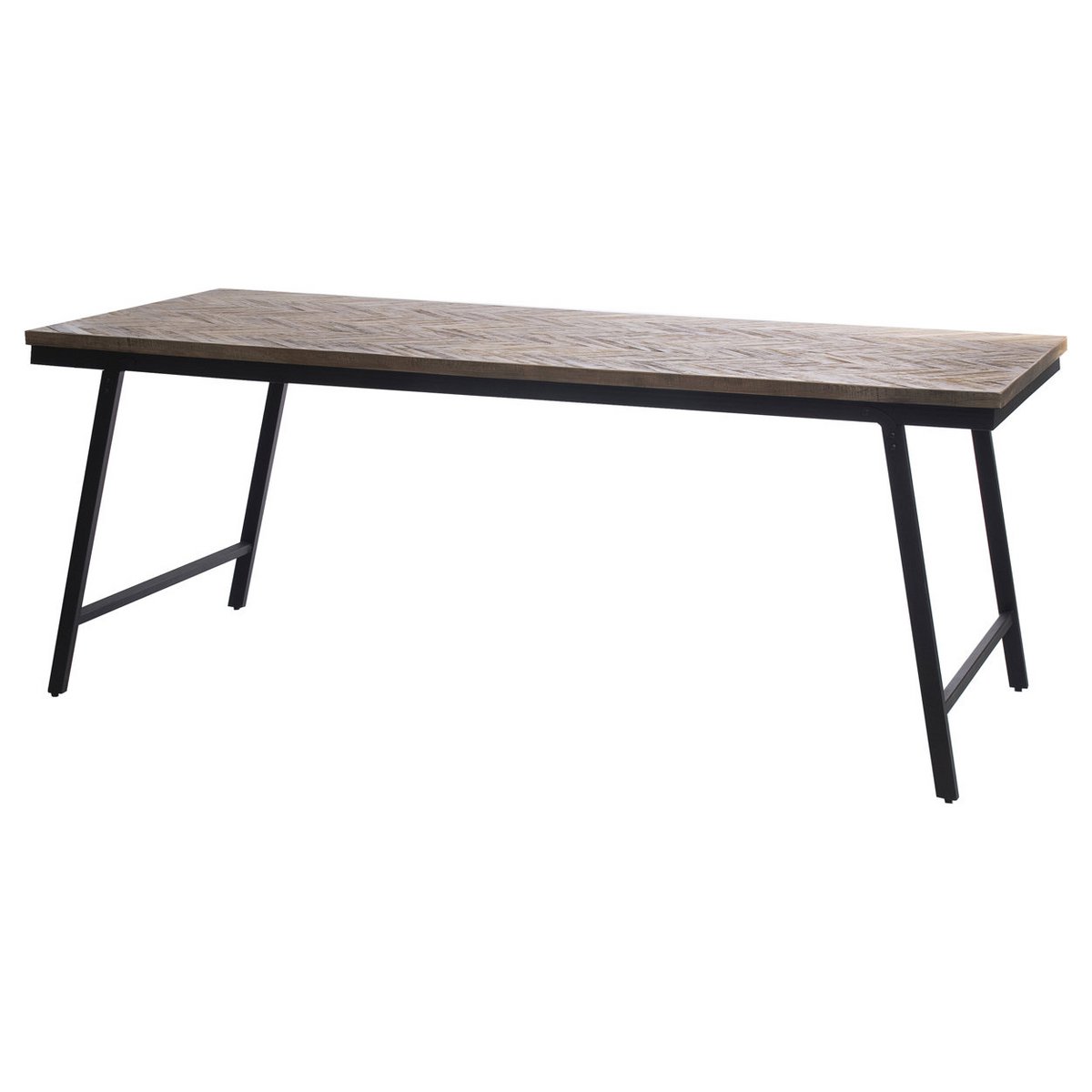 Teak console table with herringbone top - 170 cm