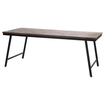 Teak console table with herringbone top - 170 cm