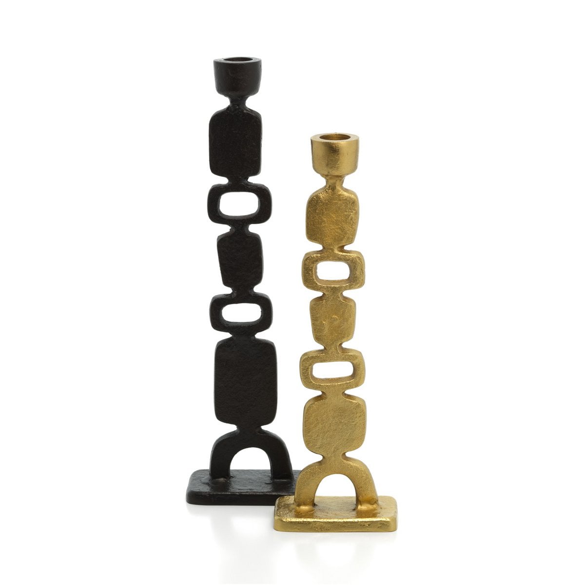 Totemo candle holder, recycled aluminum, matte black - L