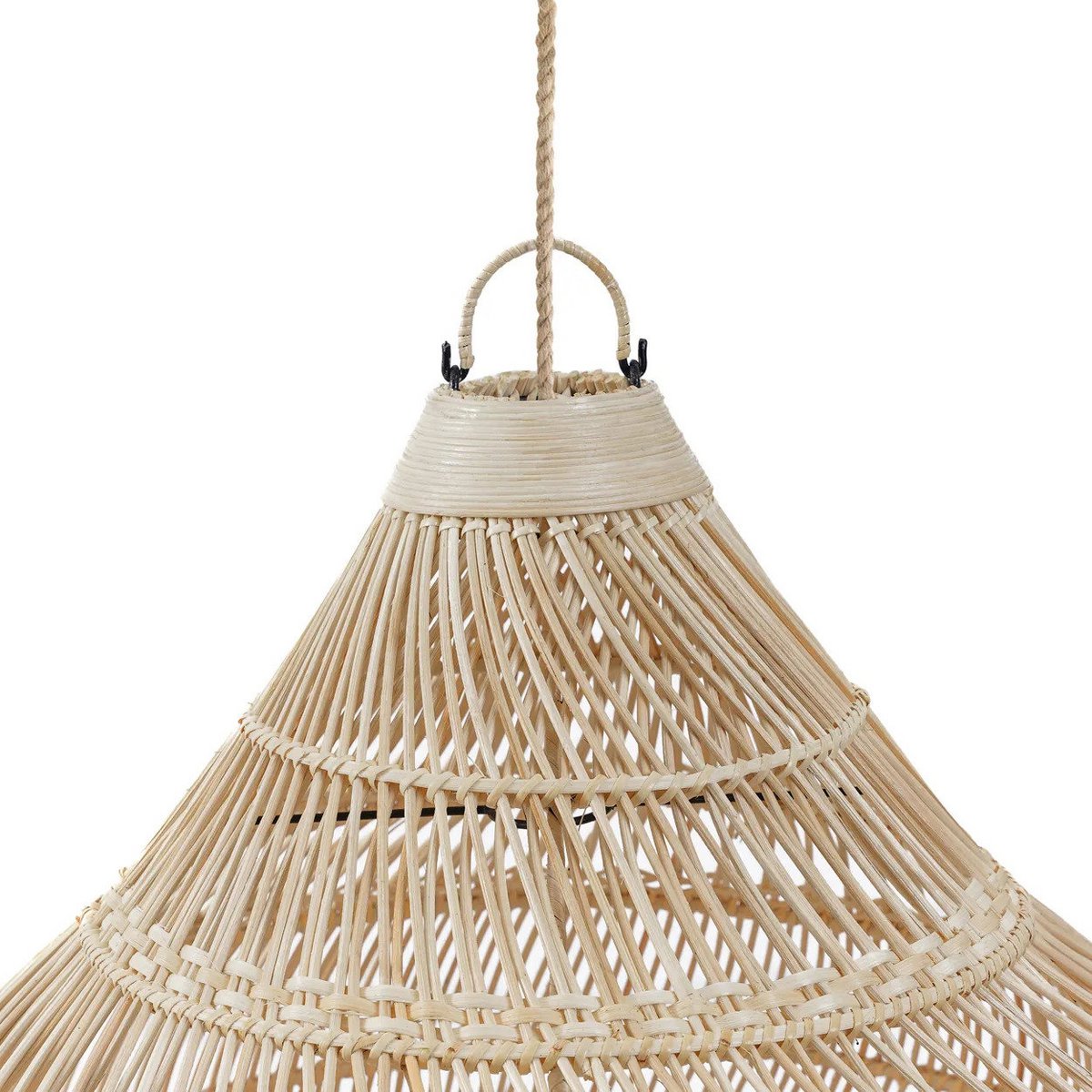 Pendellampe i rattan – dråbeformet – 80 cm bred, 77 cm høj